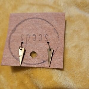 Gold Tone  Triangle Earrings